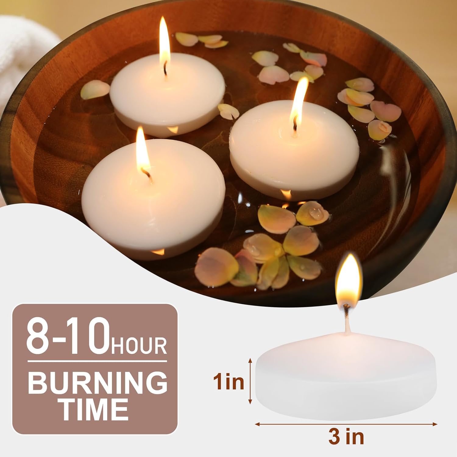 48 Pack White Floating Candles 3 Inch Unscented for Centerpieces