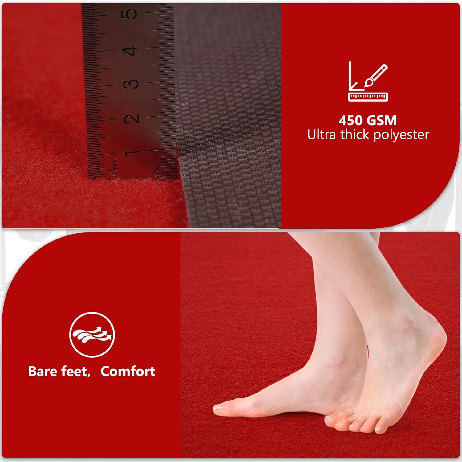 3ft x 10ft Thick Red Carpet Runner for Events