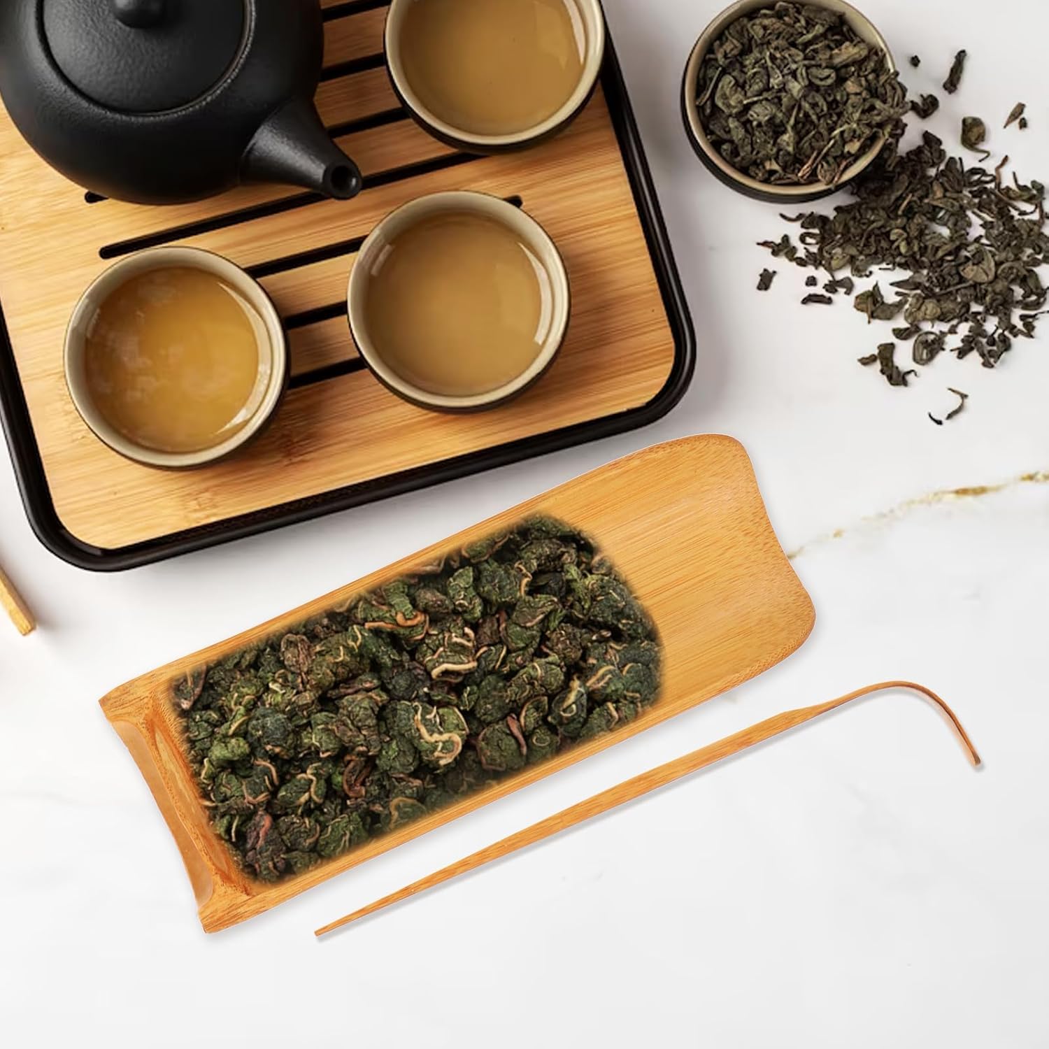 3pcs Bamboo Tea Scoop Set for Home and Office