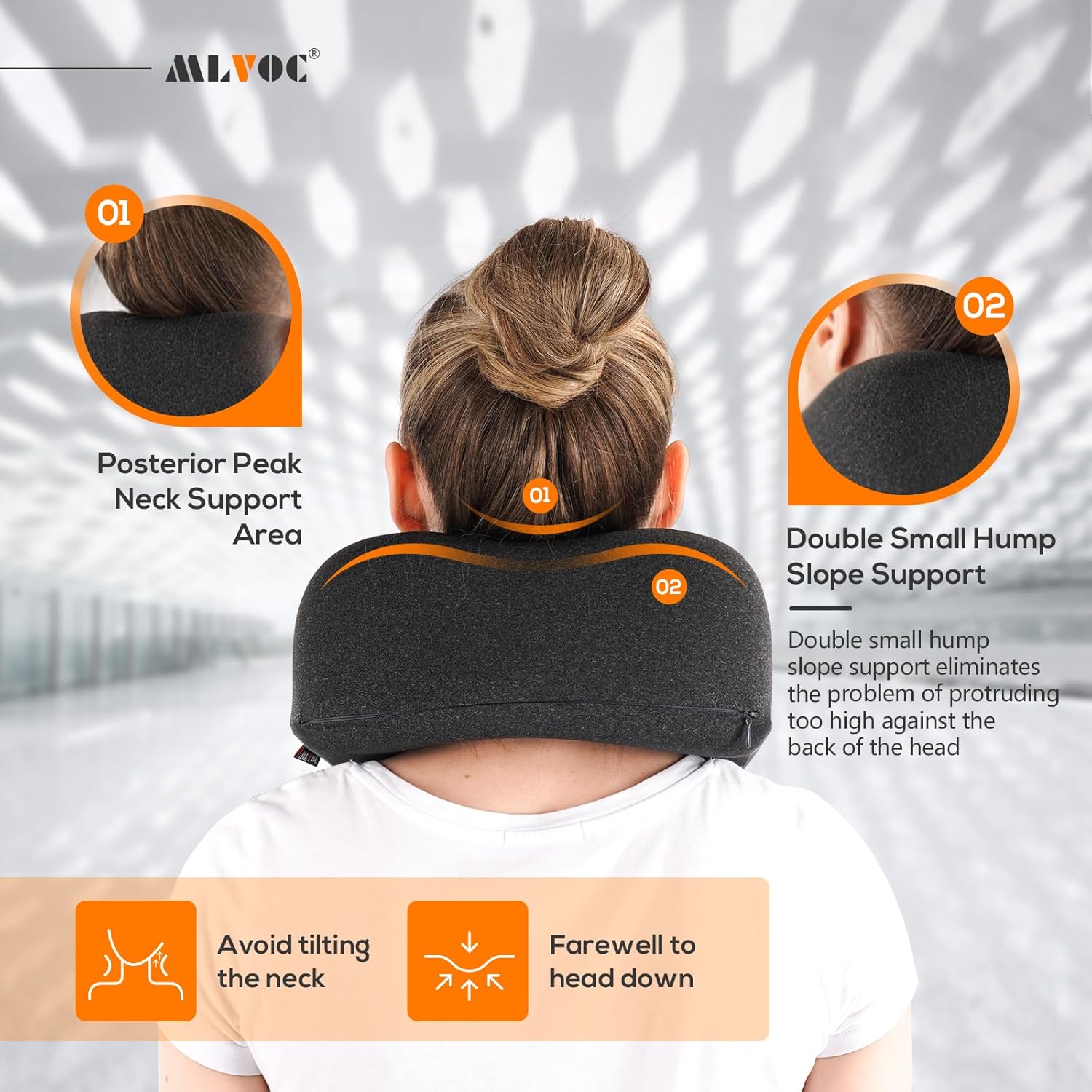 MLVOC Travel Neck Pillow with Memory Foam and Eye Masks Set