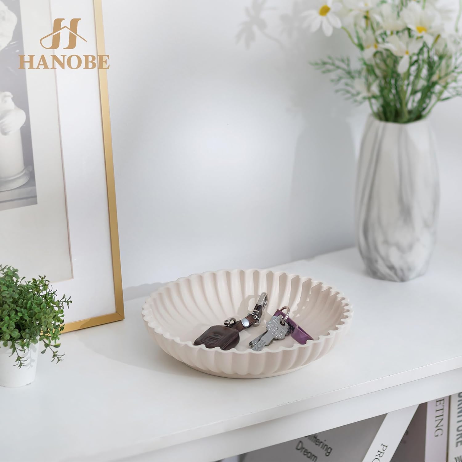 Hanobe Centerpiece Bowl Decor with Ruffle Edge