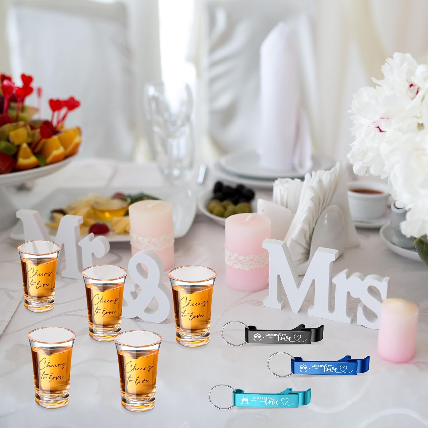 200 Pcs Wedding Favors Set with Shot Glasses and Bottle Openers