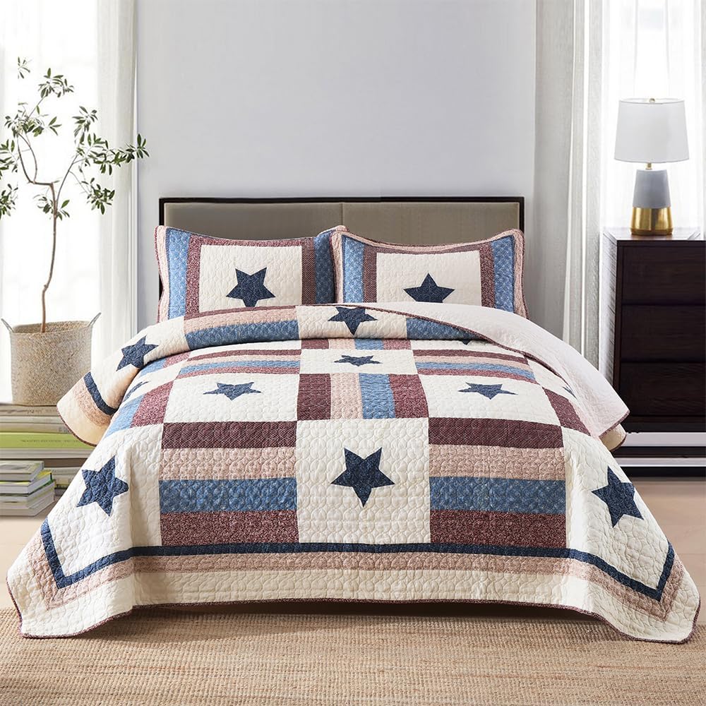 VISIMISI Cotton Reversible Quilt Set for Boys