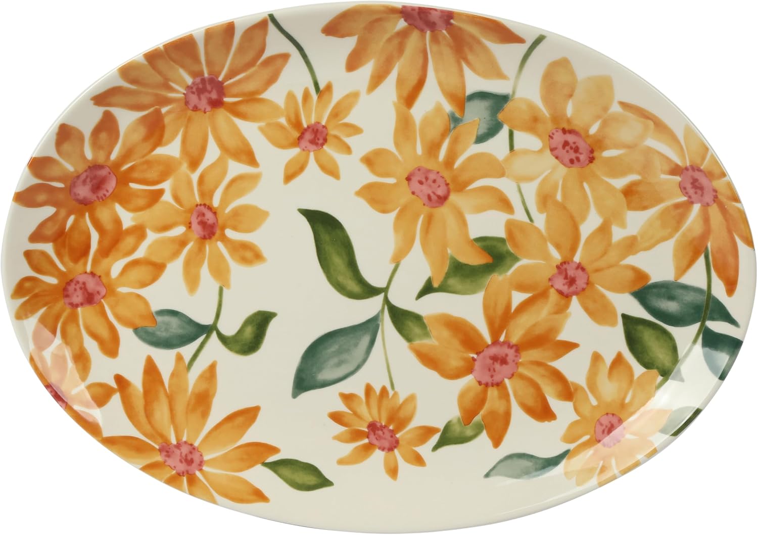 Sunnyflower 2 Piece Hand Painted Floral Stoneware Serving Set