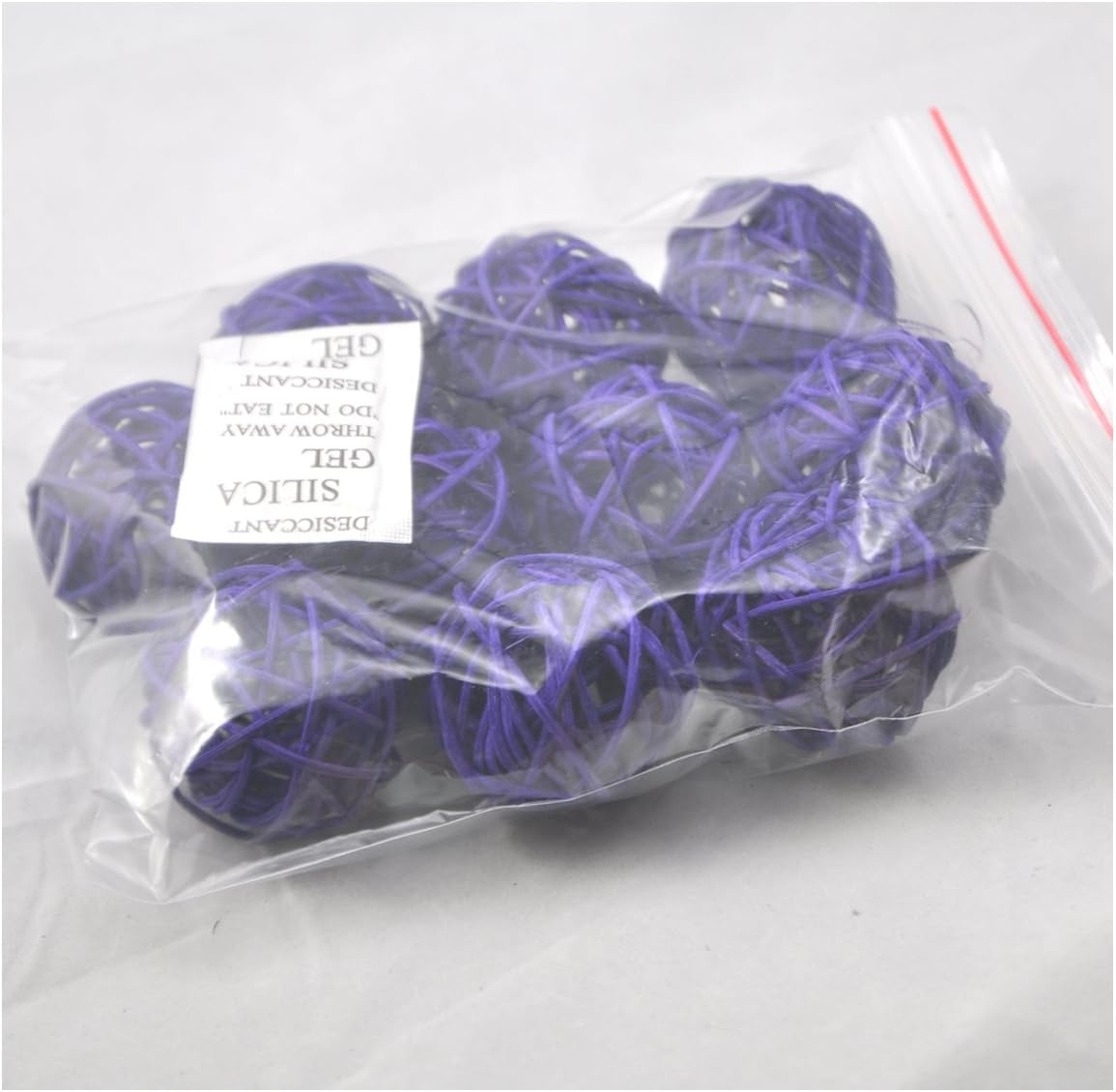 Set of 10 Natural Wicker Rattan Balls Deep Purple 1