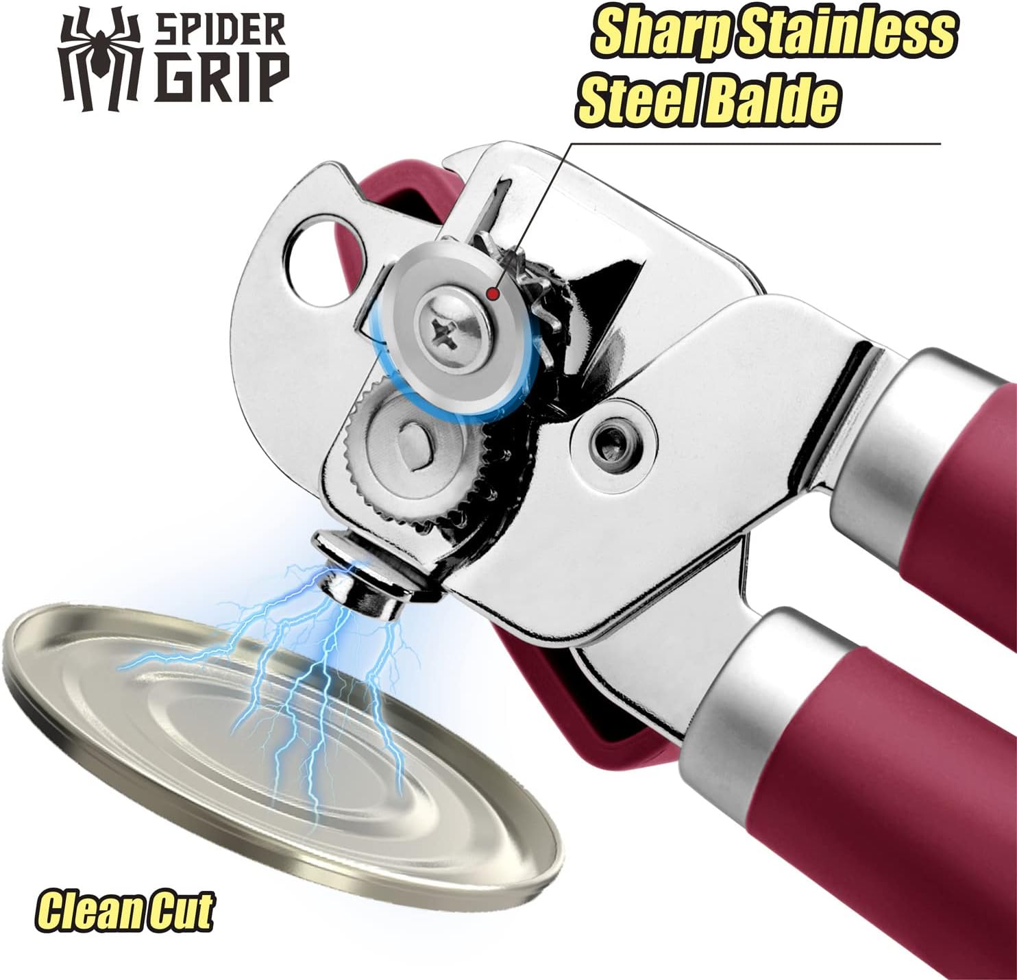 No-Trouble Lid Lift Red Manual Can Opener With Magnet And Beer Opener