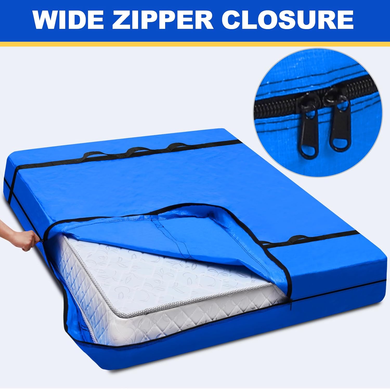 Ticonn Heavy Duty Queen Mattress Cover Bag with Handle and Buckles Blue