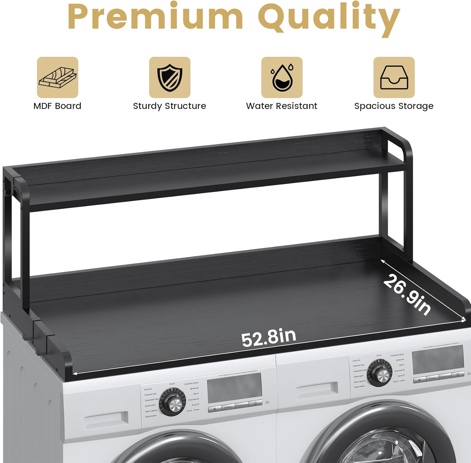 CBBPET 2-Tier Laundry Countertop with 9 Non-Slip Pads and 3 Hooks