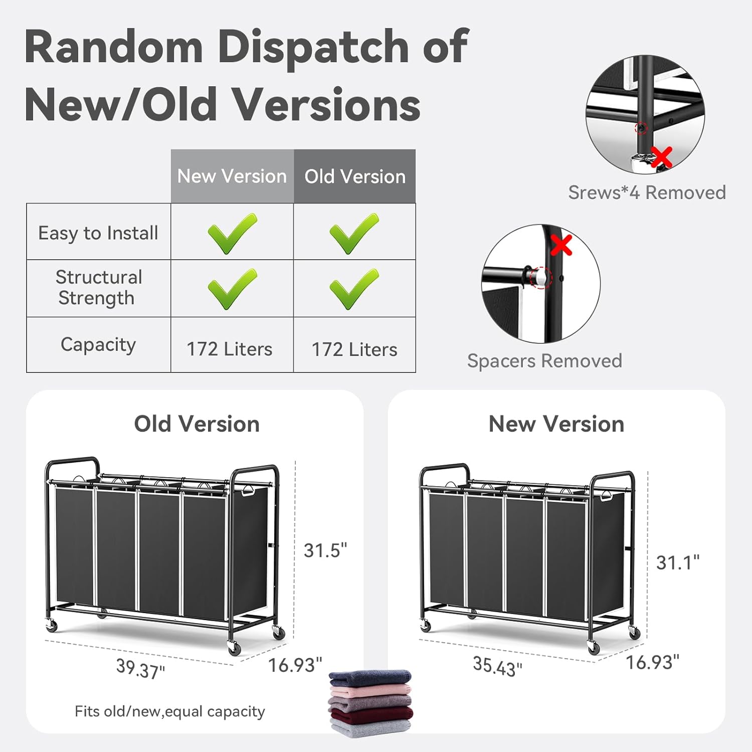 ROMOON 4 Section Laundry Sorter with Wheels and Removable Bags
