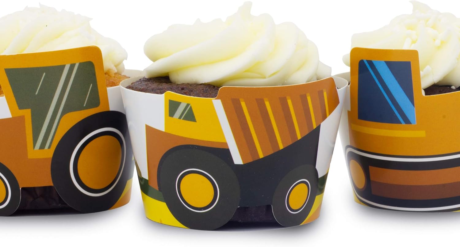 Pop Fizz Designs Construction Birthday Cupcake Wrappers Set of 24