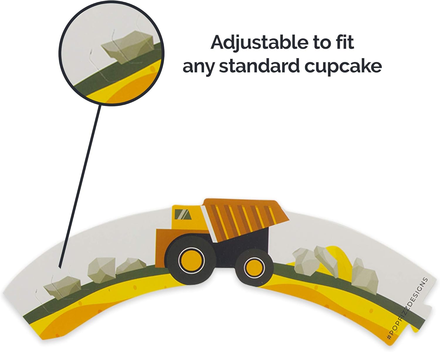 Pop Fizz Designs Construction Birthday Cupcake Wrappers Set of 24