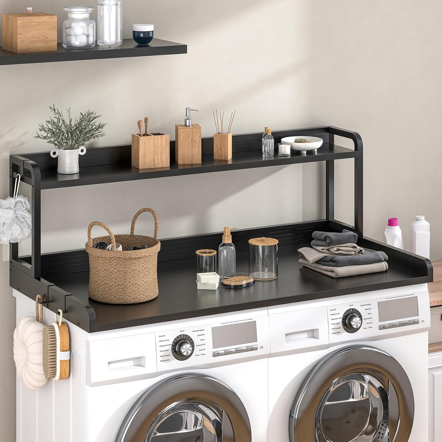 CBBPET 2-Tier Laundry Countertop with 9 Non-Slip Pads and 3 Hooks