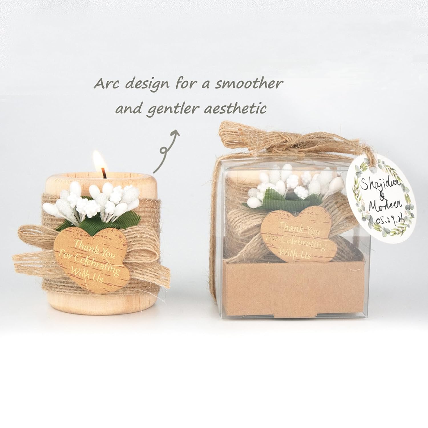 HiHas 12PCS Wooden Tealight Candle Holders Wedding Favors