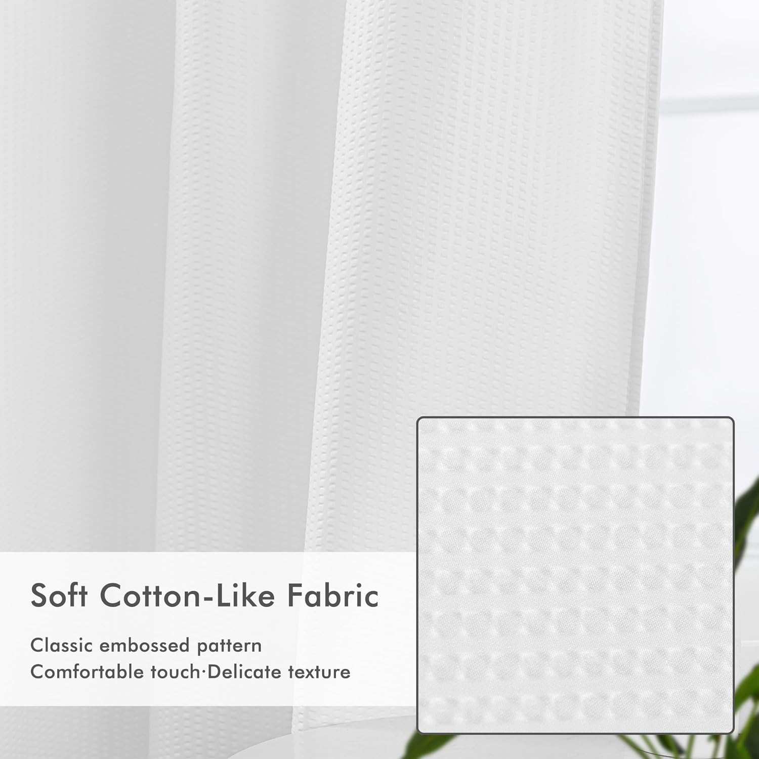 Mrs Awesome No Hook Shower Curtain with Snap-In Liner 71x74 White