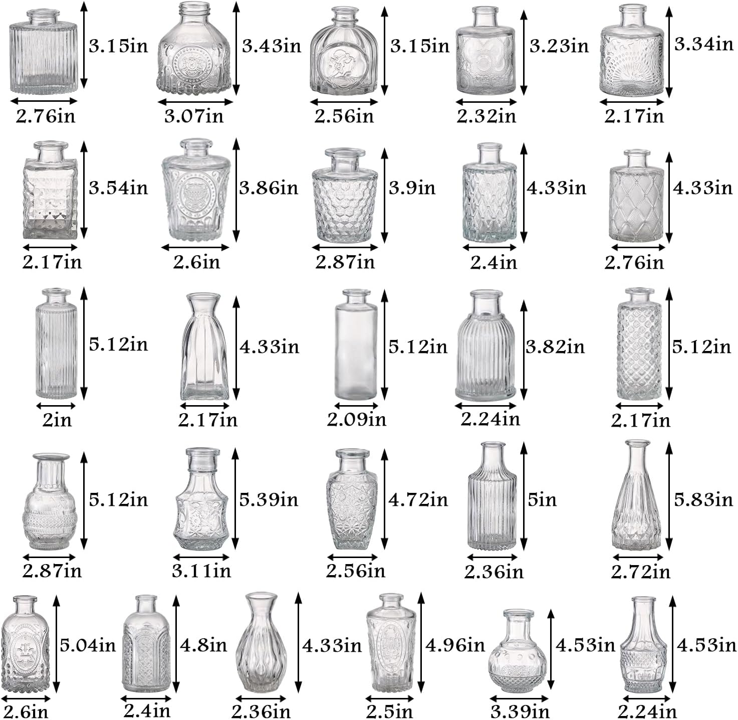 Rollescera Clear Glass Bud Vases in Bulk 30