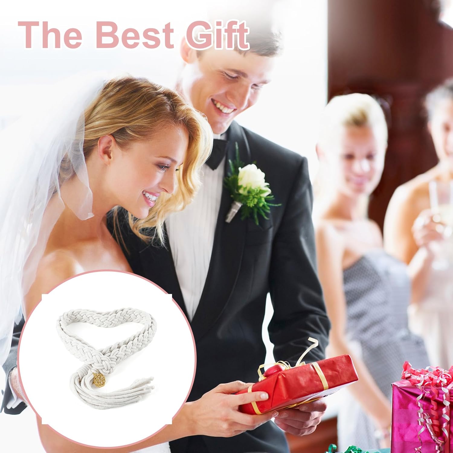 ESNOY Wedding Lasso Rope with Pendants Traditional Celtic Style White