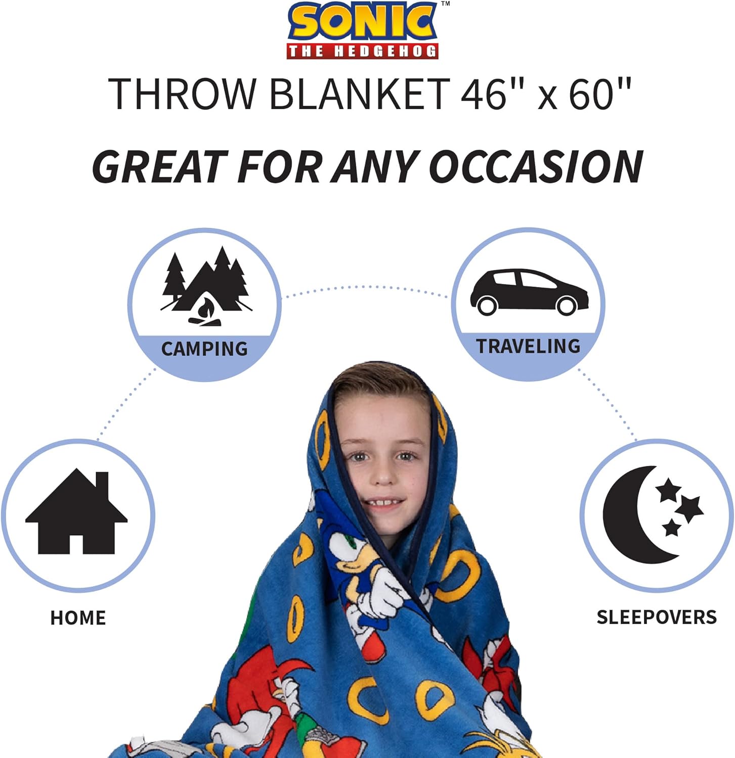 Franco Kids Plush Throw Blanket 46x60in Sonic The Hedgehog