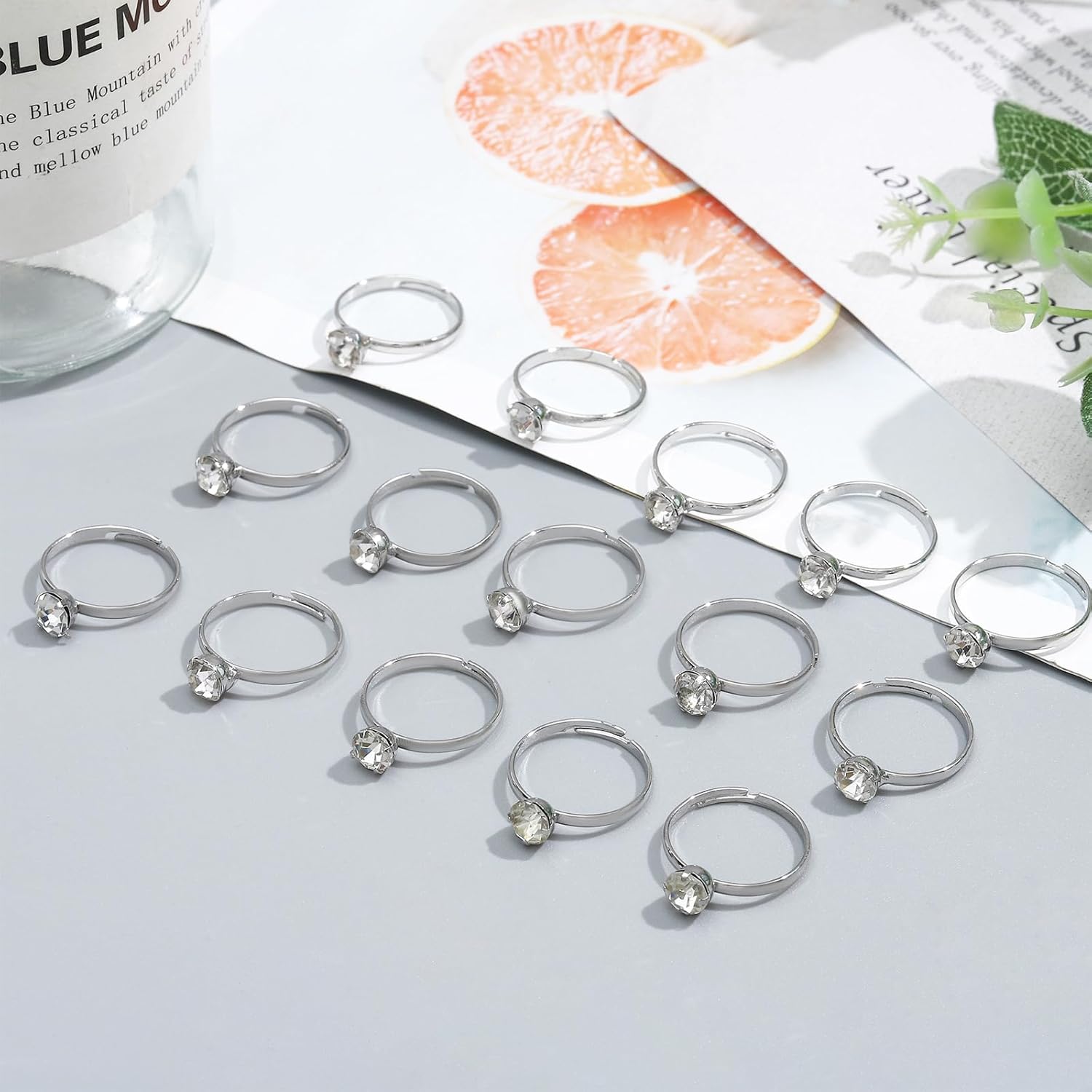 NEWITIN 80 Piece Fake Diamond Ring Set for Wedding Parties