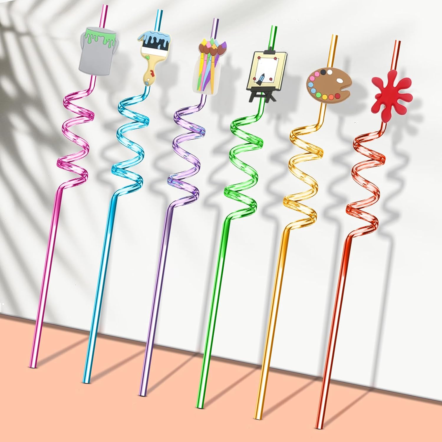 24 Reusable Art Straws with 2 Cleaning Brushes