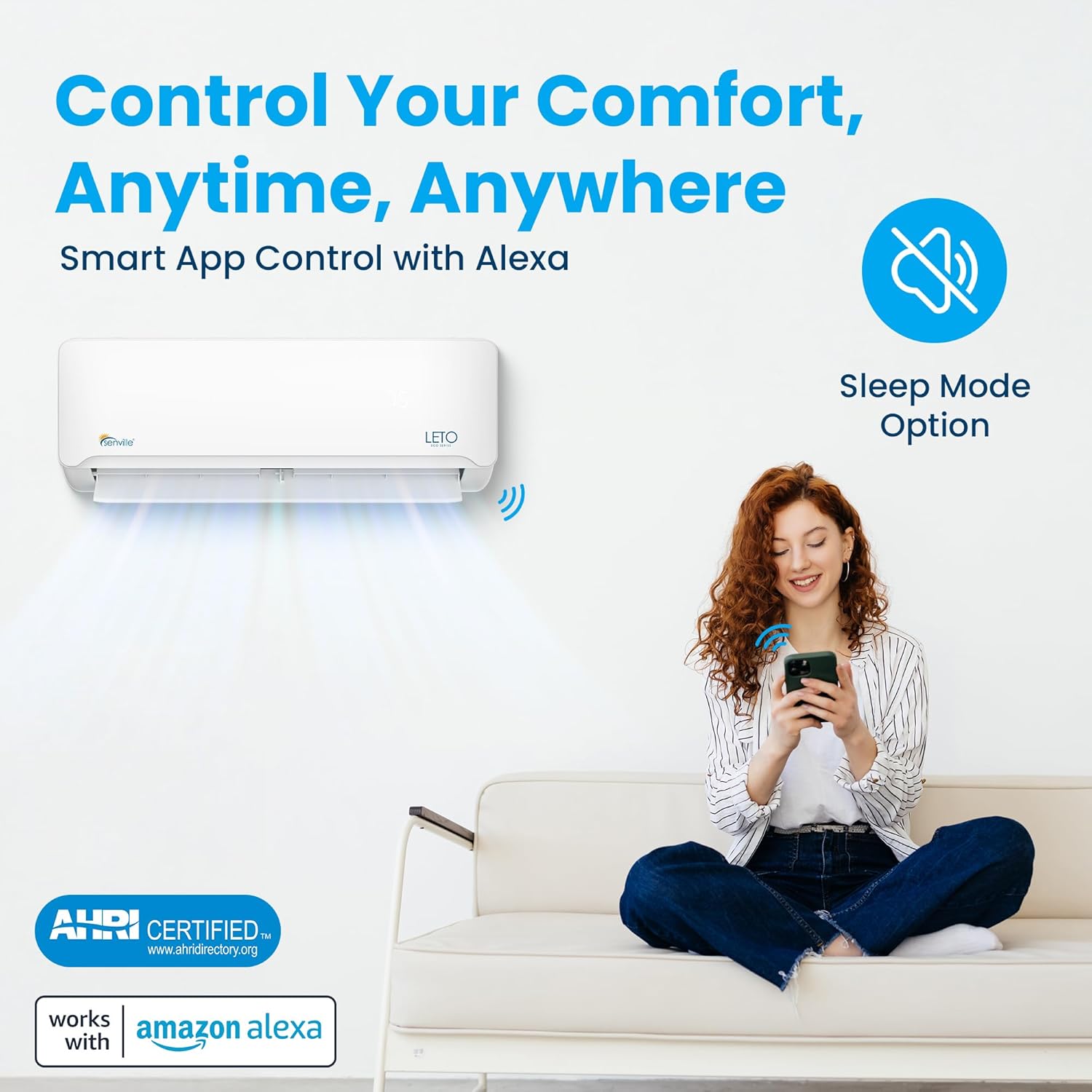 Senville Leto Series Mini Split AC Heat Pump 9000 BTU White
