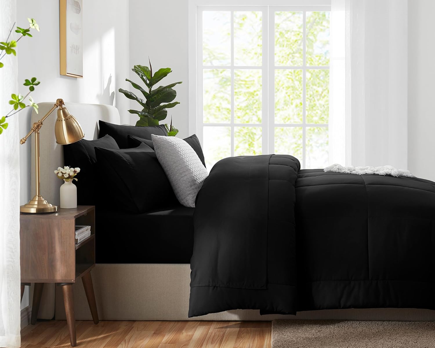 CozyLux Queen Comforter Set 7 Piece Bed in a Bag