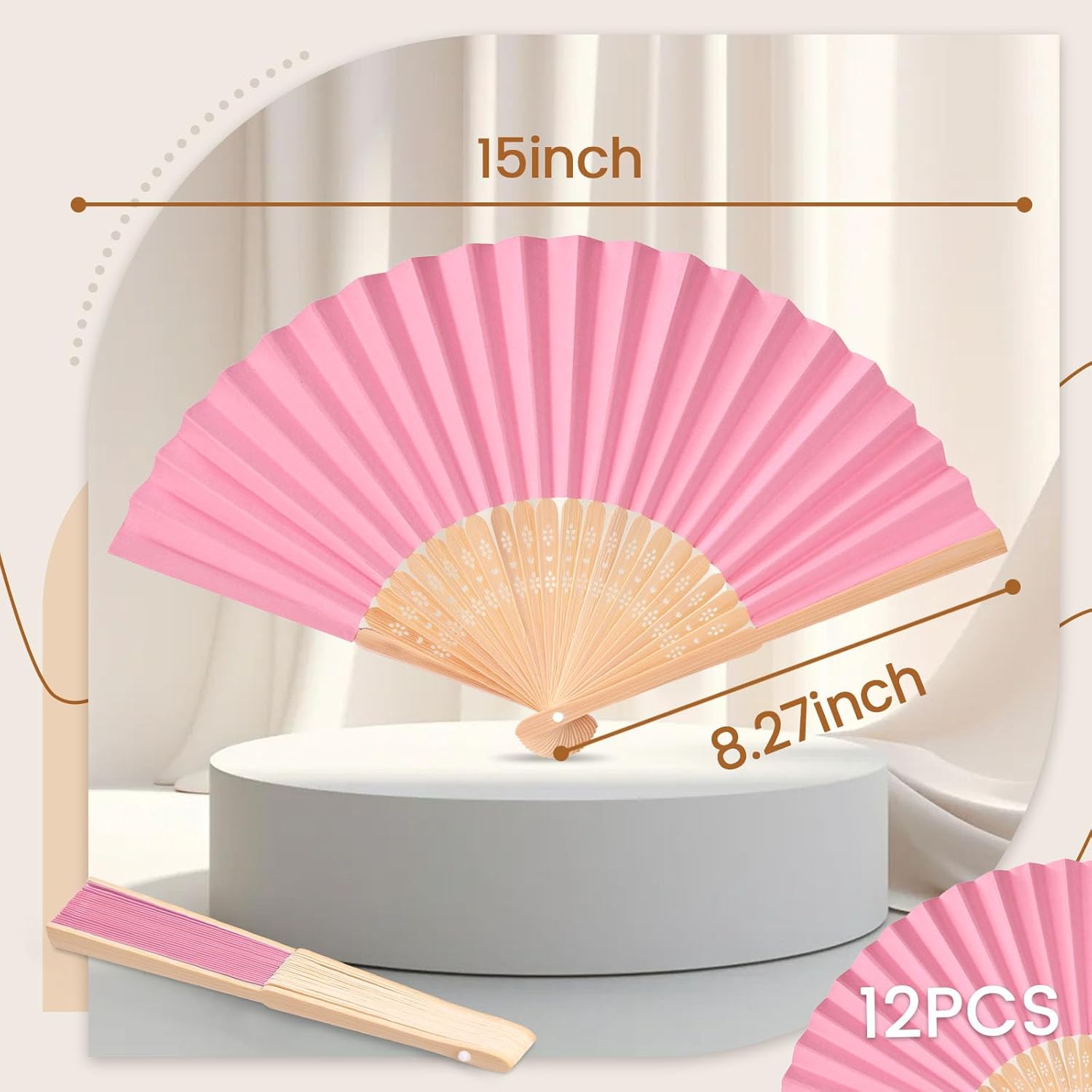 JOHOUSE 12 Pack Decorative Folding Paper Fans
