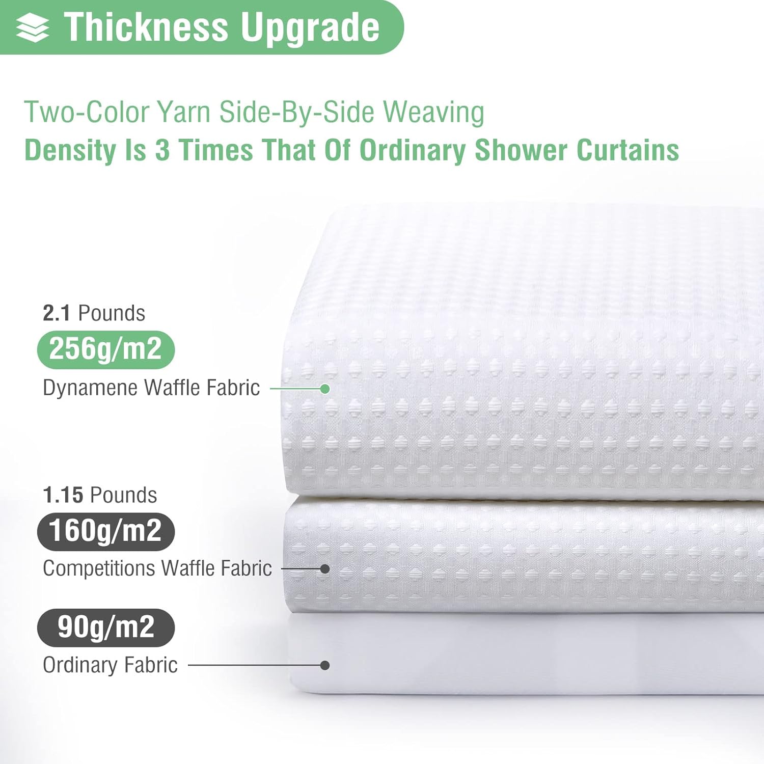 Dynamene White Waffle Shower Curtain Set 72x72 Inches