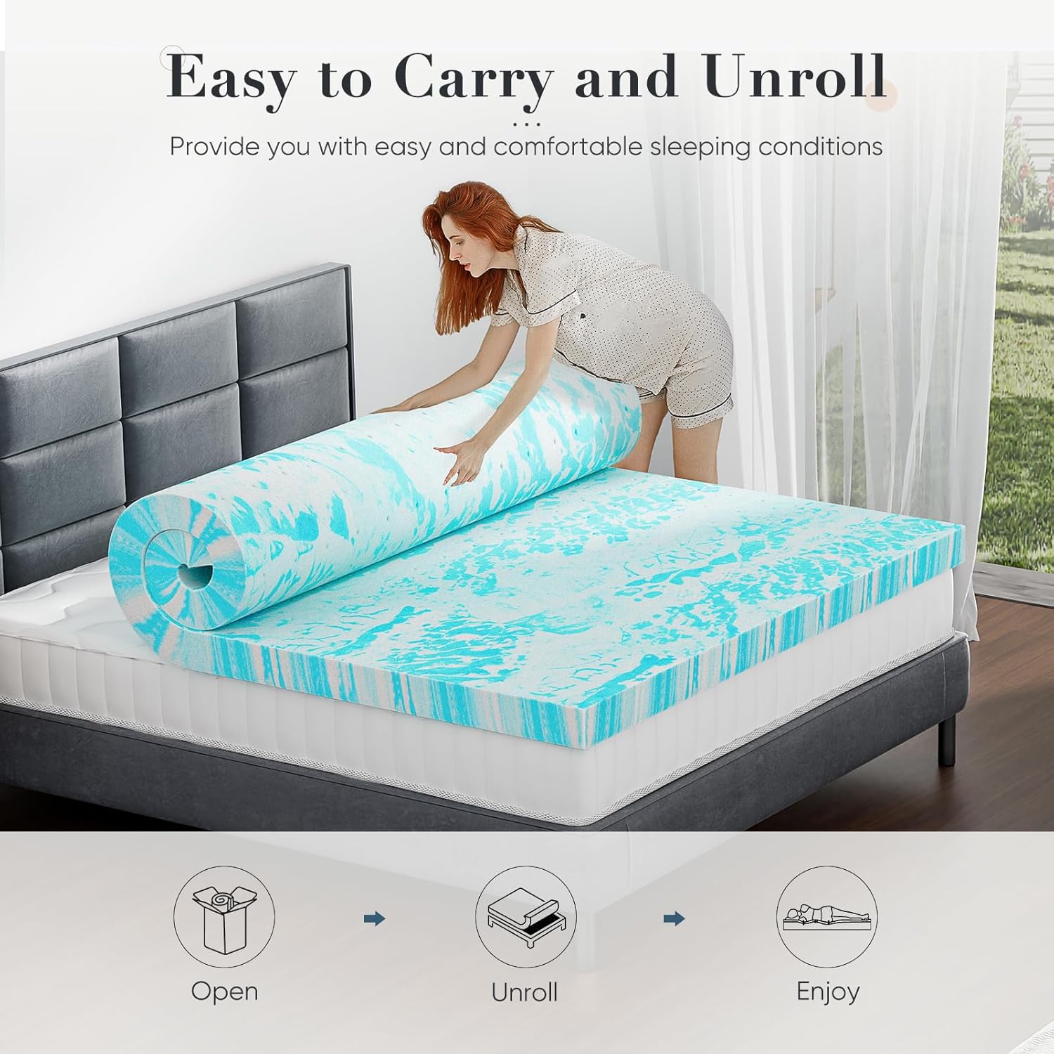 DUMOS Memory Foam Mattress Topper Queen