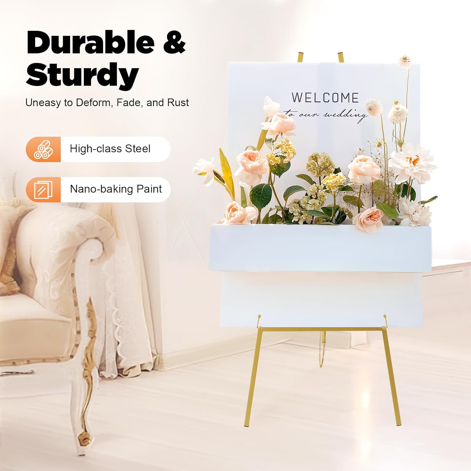 2PCS 465 Inch Tall Metal Easel Stand for Weddings and Displays