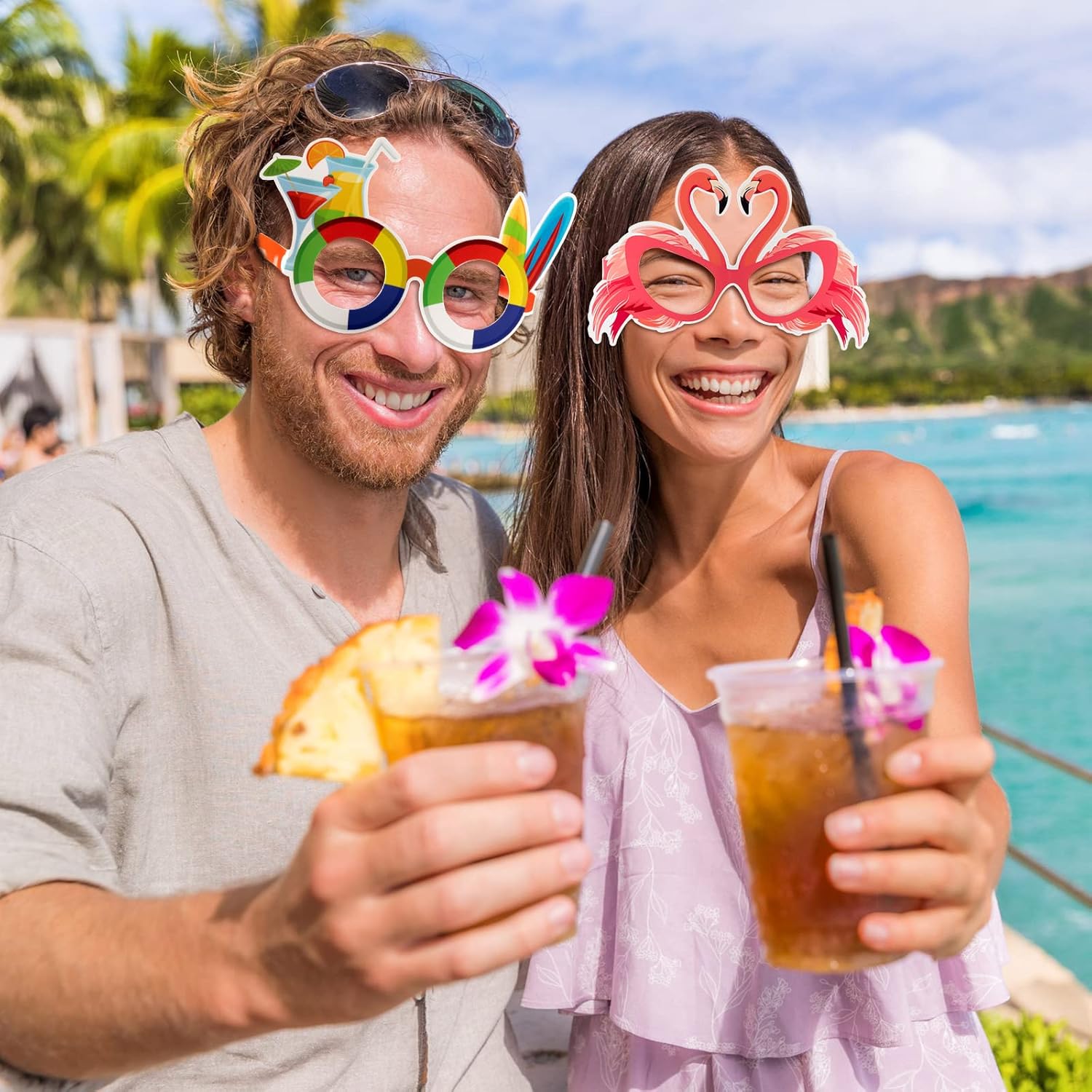 Vinsot 32 Pack Hawaiian Paper Glasses for Beach Parties