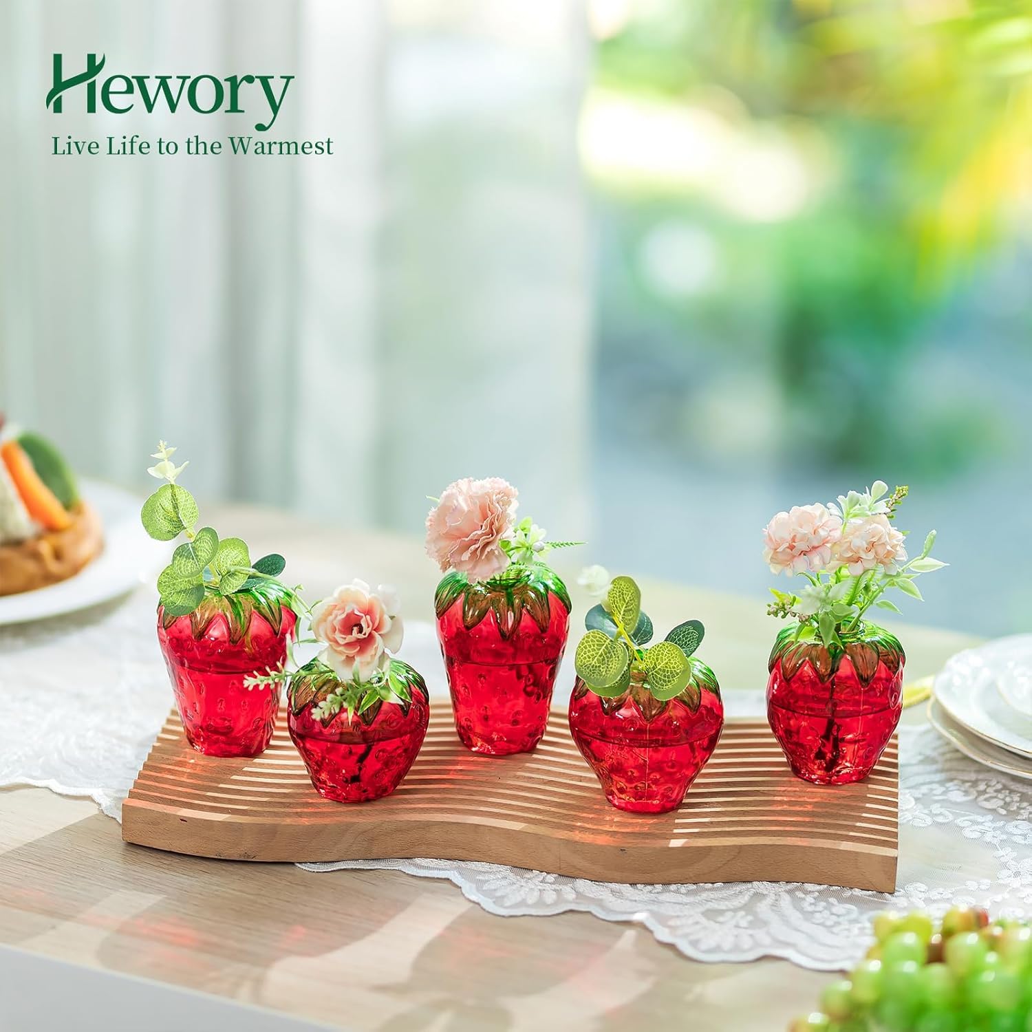 Glass Strawberry Plant Vases for Home Decor and Propagation