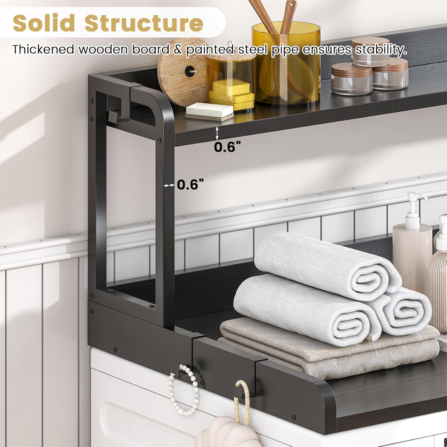 CBBPET 2-Tier Laundry Countertop with 9 Non-Slip Pads and 3 Hooks