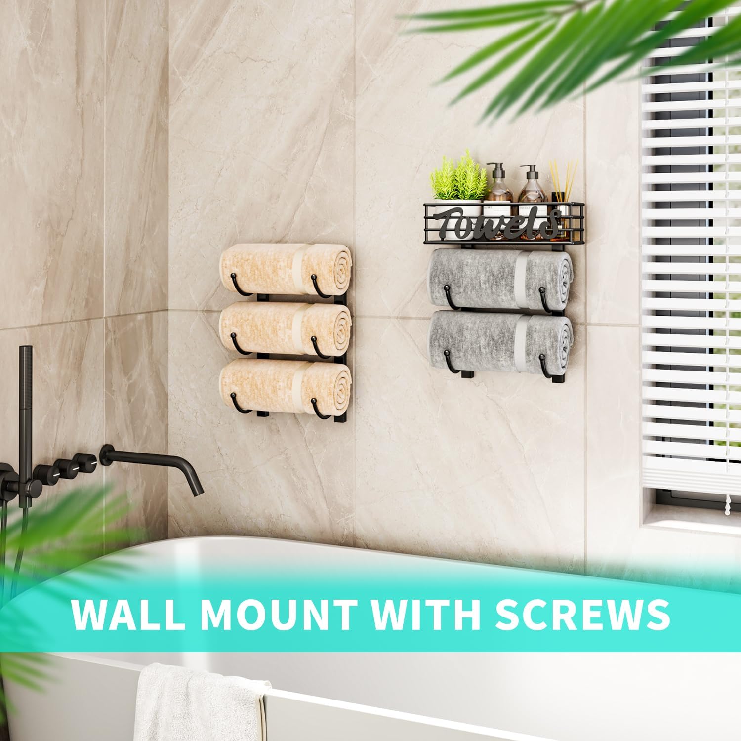 HapiRm 6-Tier Towel Rack - Black Patented
