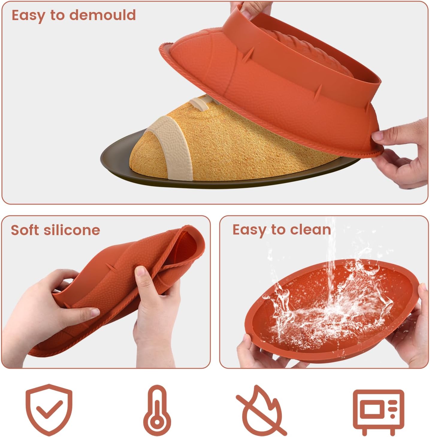 Football Cake Pan 105in 3D Silicone Mold for Baking