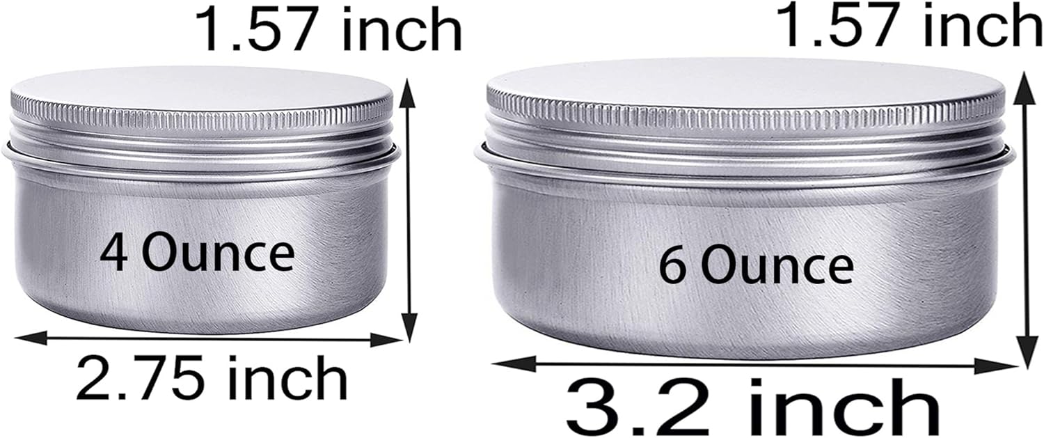 6 Ounce Aluminum Storage Cans with Screw Lids 6 Pcs Set