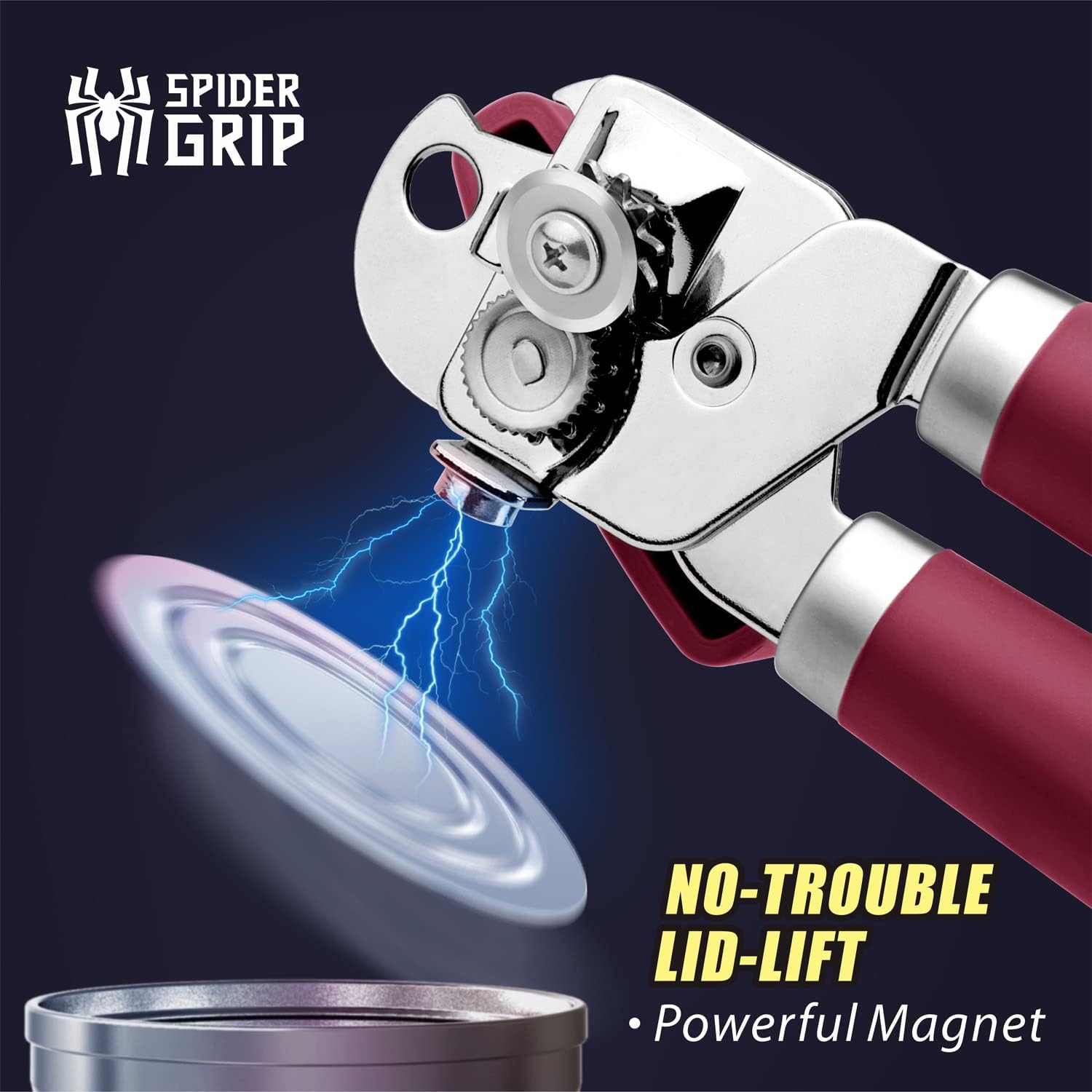 No-Trouble Lid Lift Red Manual Can Opener With Magnet And Beer Opener