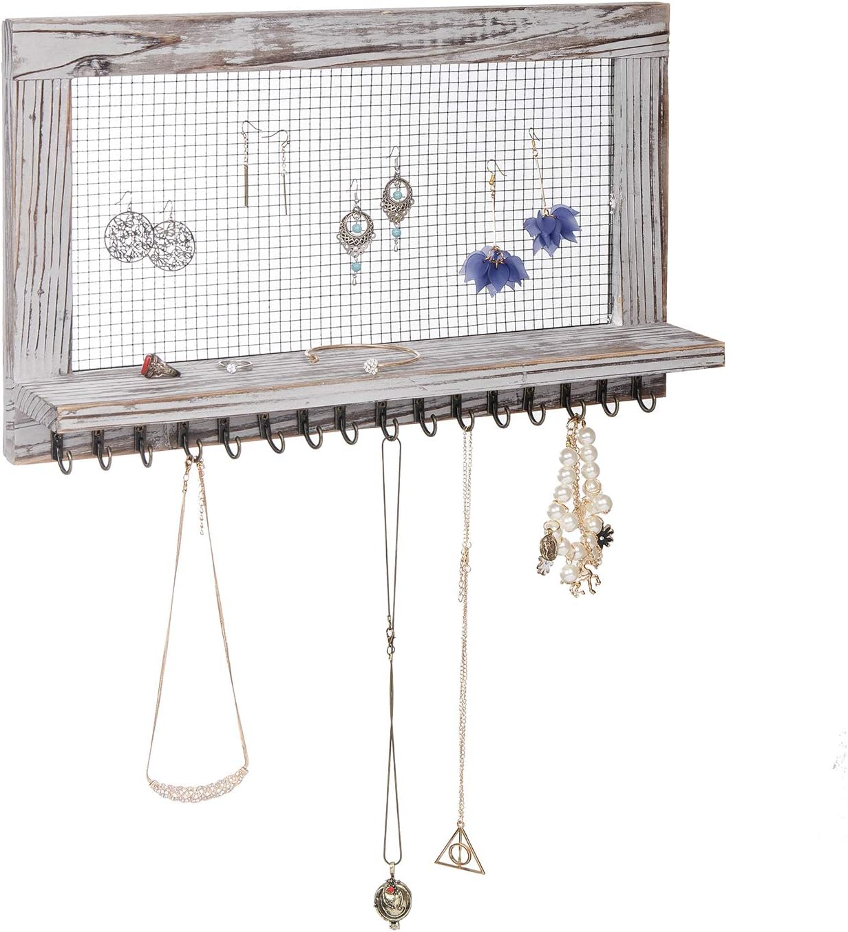 Canwedance Rustic Wood Jewelry Organizer
