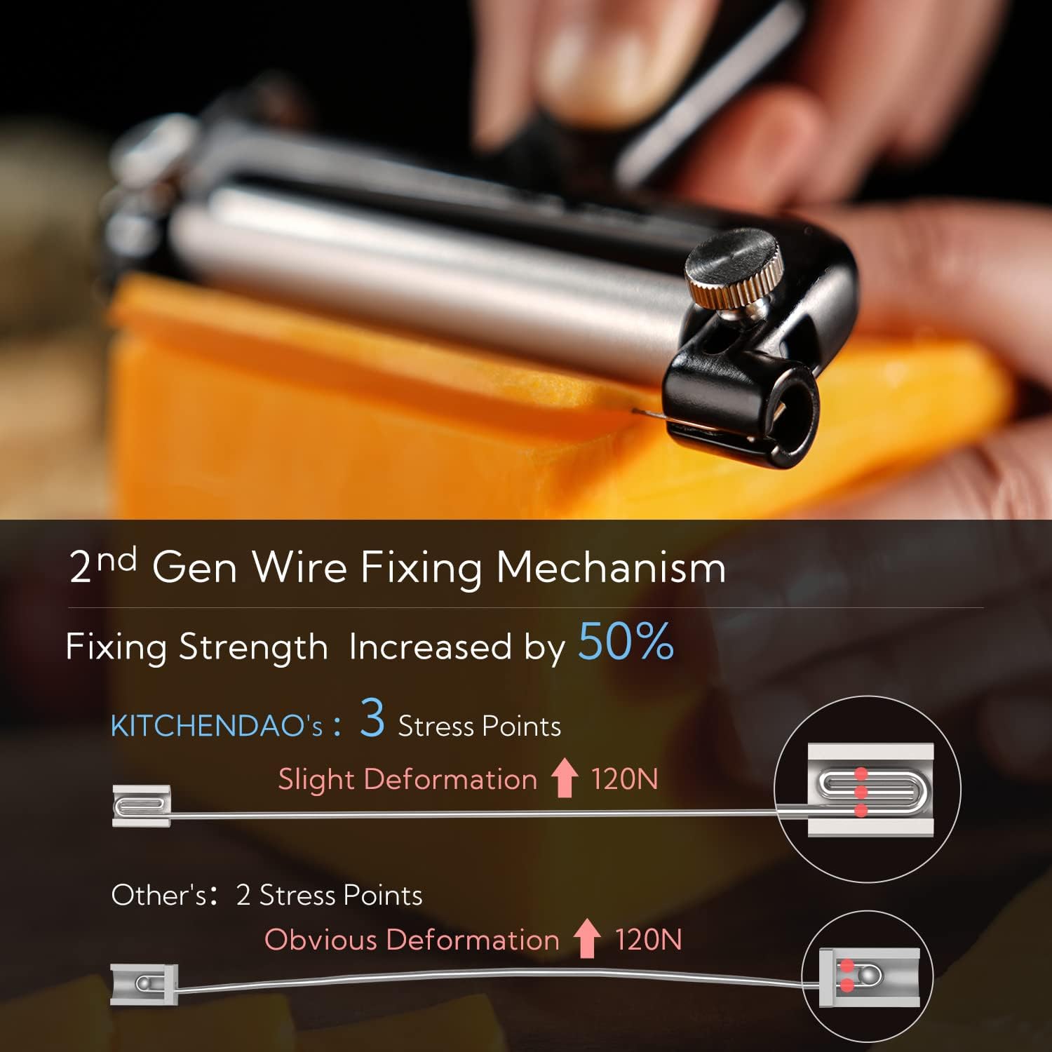 Kitchendoao Adjustable Wire Cheese Slicer Cutter with 3 Extra Wires