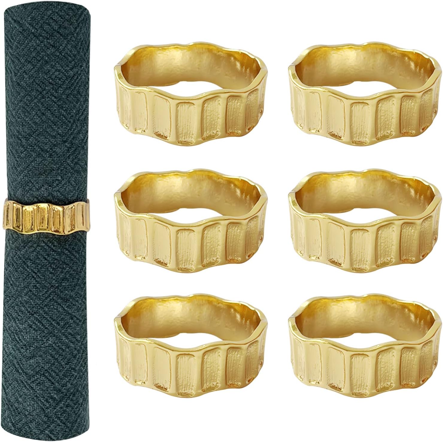 Gold Napkin Rings Set of 6 Shiny Table Decor