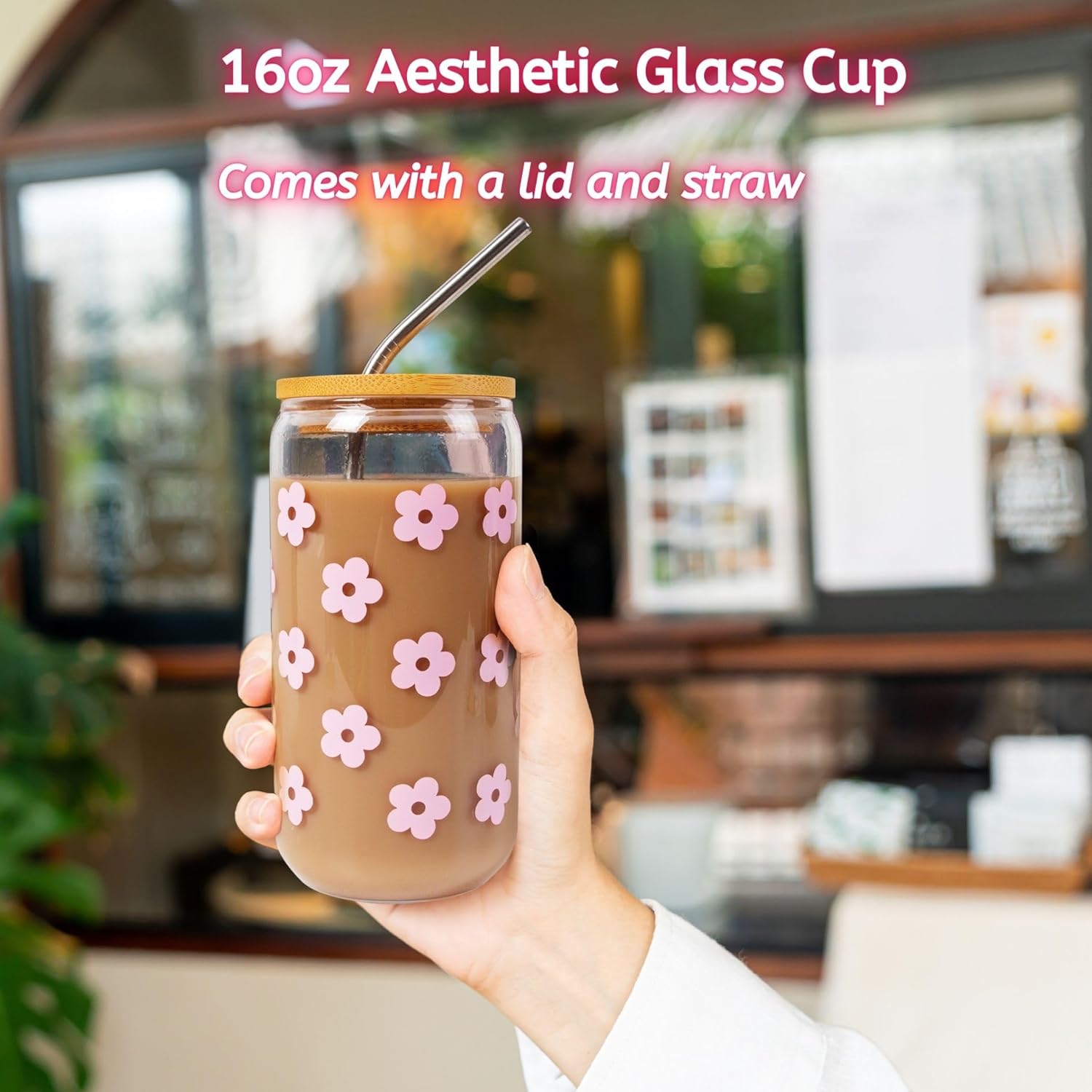 Cute Daisy Aesthetic Glass Cups 7pcs Birthday Gift Set