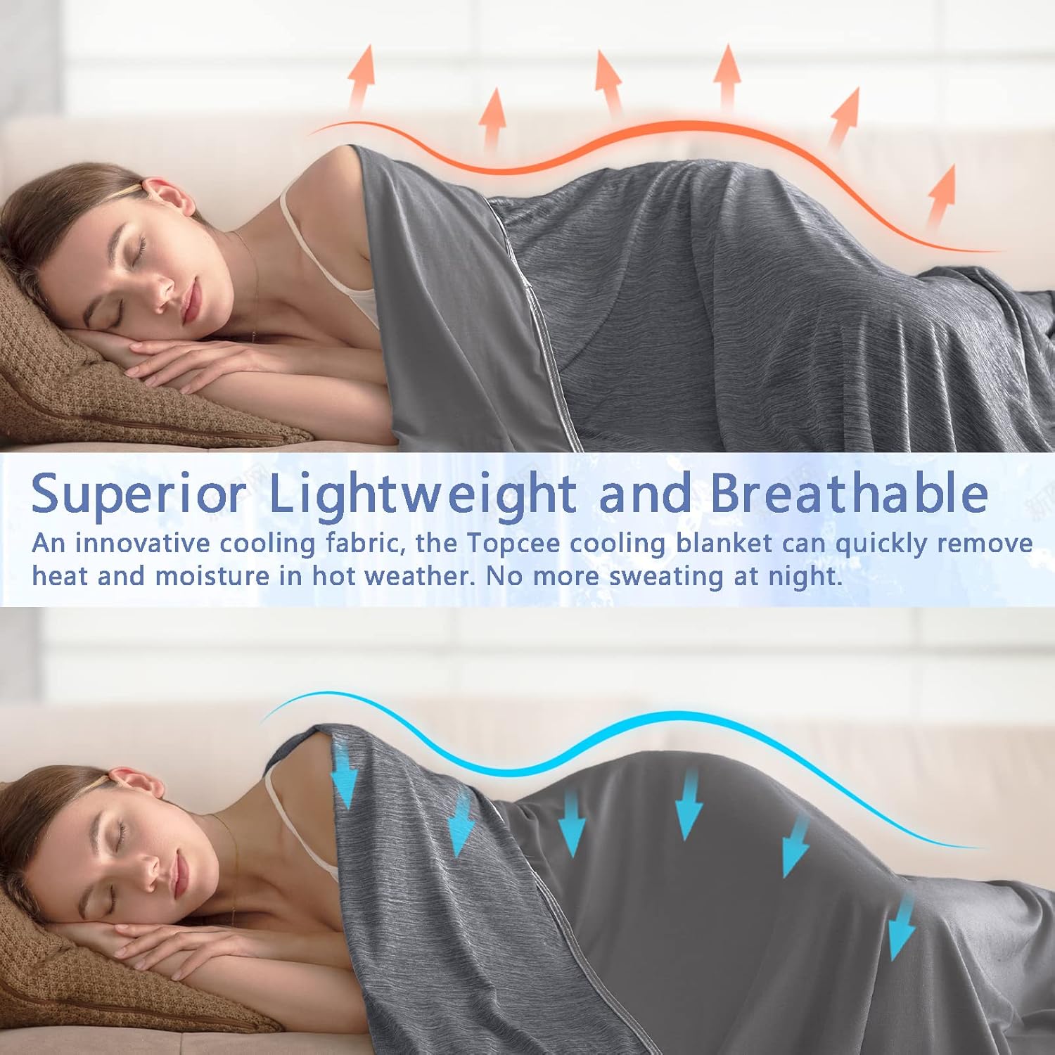 Topcee Cooling Blanket Queen Size 90x90 for Night Sweats