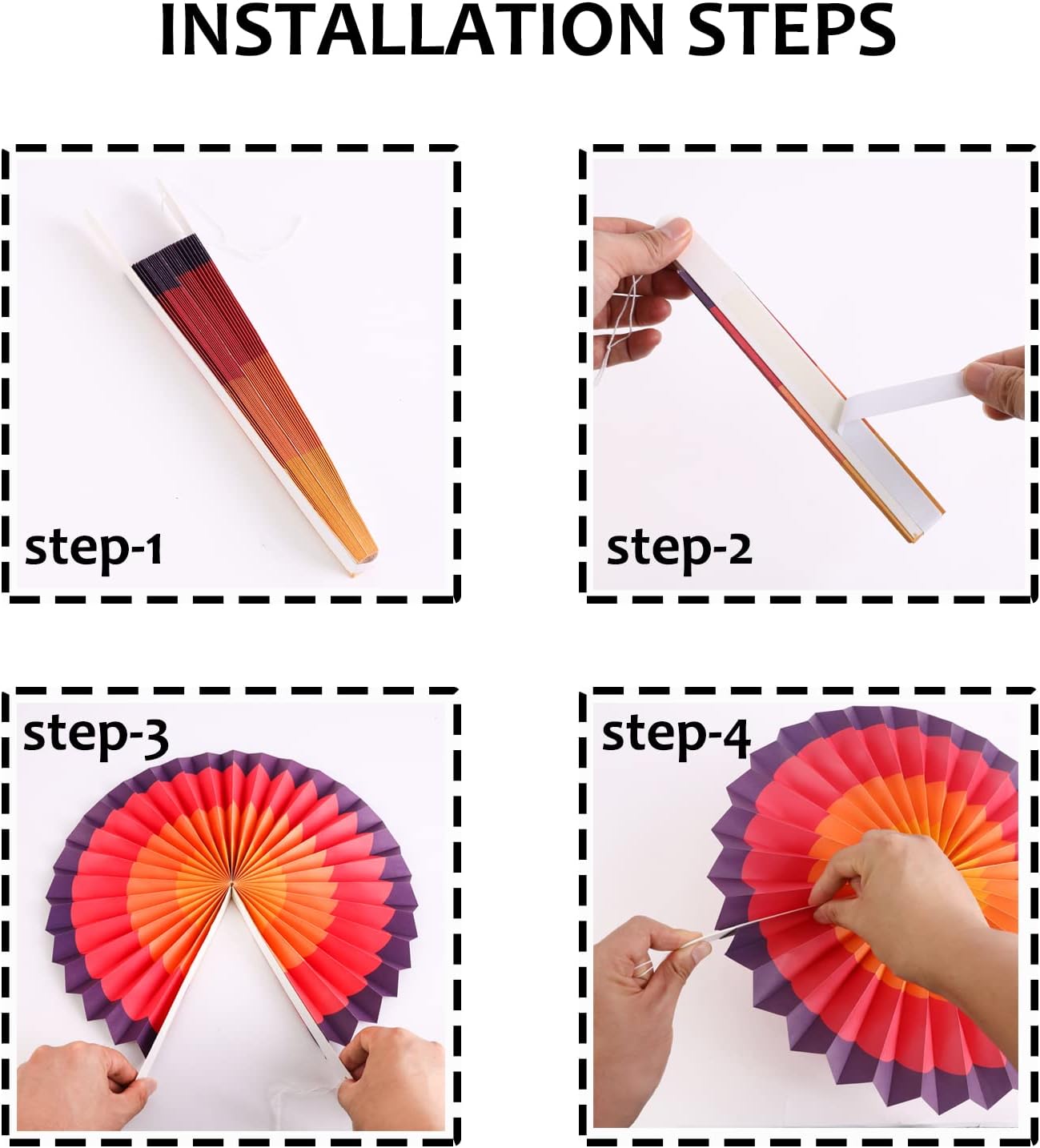SUNBEAUTY Set of 6 Hanging Paper Fans for Birthday Parties