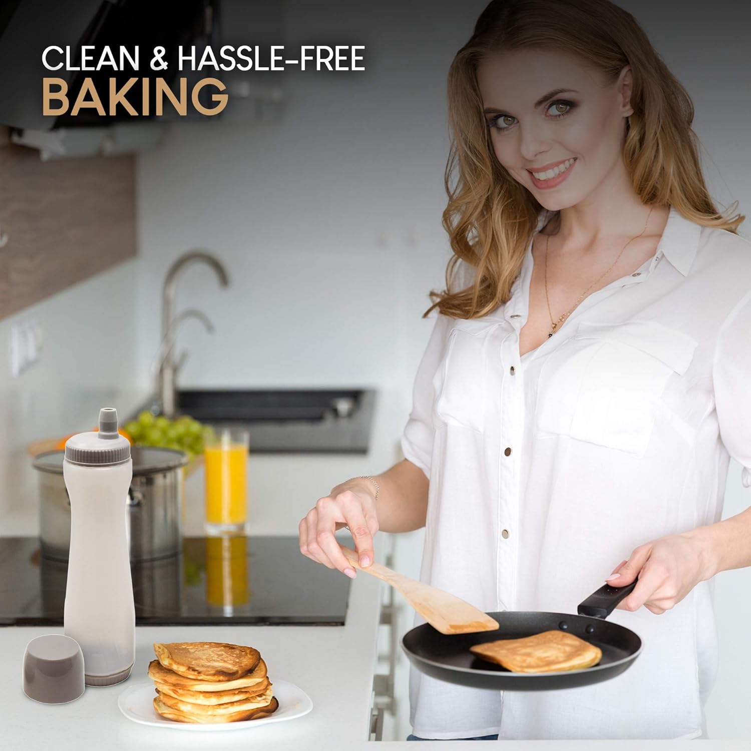 EXULTIMATE Pancake Batter Dispenser Pen - 3 Cup Capacity Drip Proof