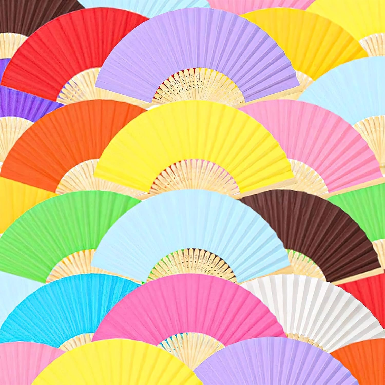 JOHOUSE 12 Pack Decorative Folding Paper Fans