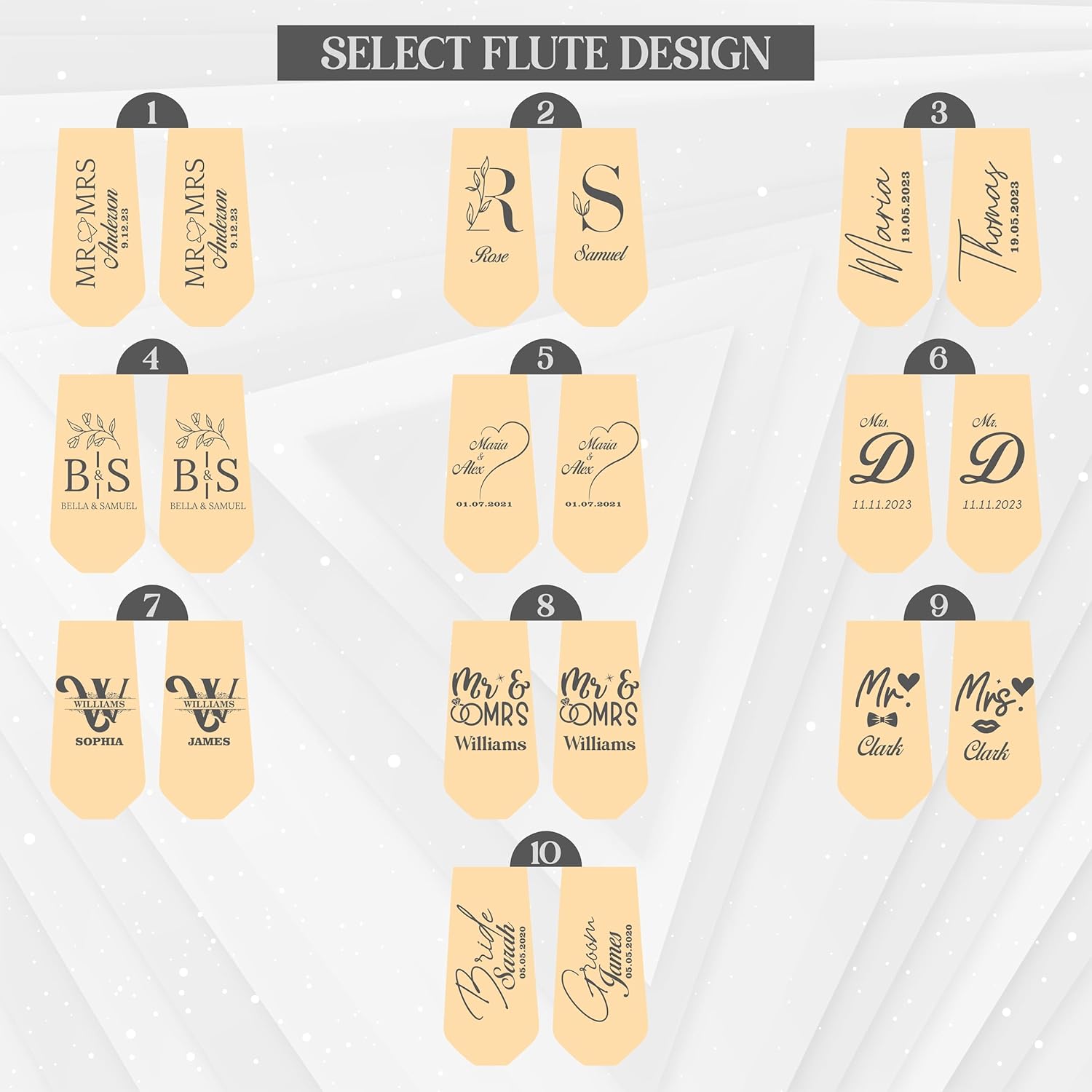 Personalized Champagne Flutes Set of 2 for Weddings