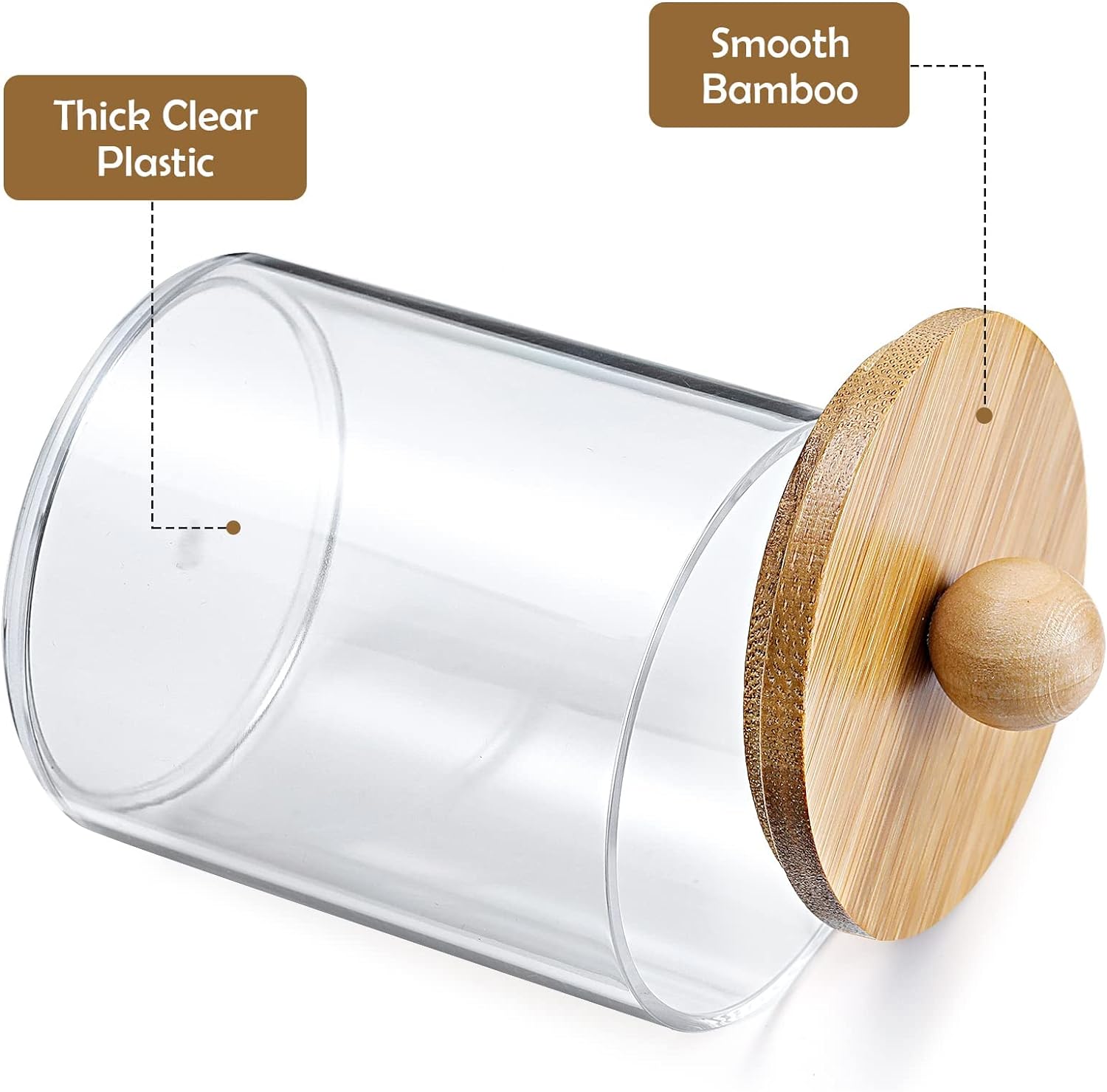 4 Pack Q Tip Holder Dispenser with Bamboo Lids