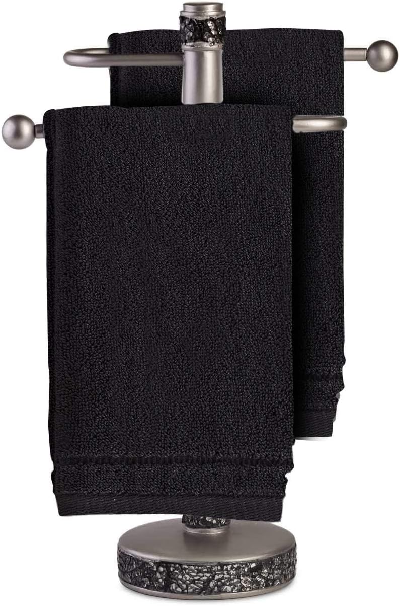 Creative Scents Cotton Fingertip Towels Set Black 4 Pack