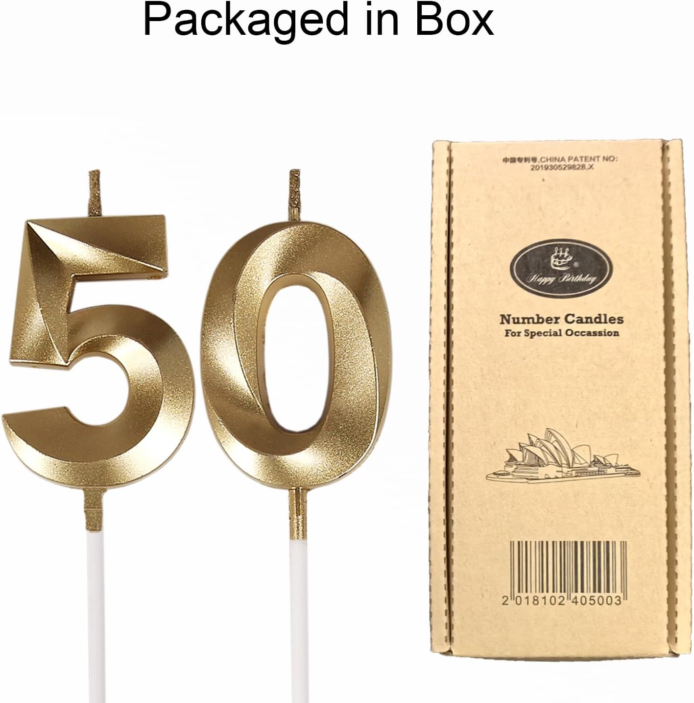 Gold Number 50 Birthday Candles Cake Topper