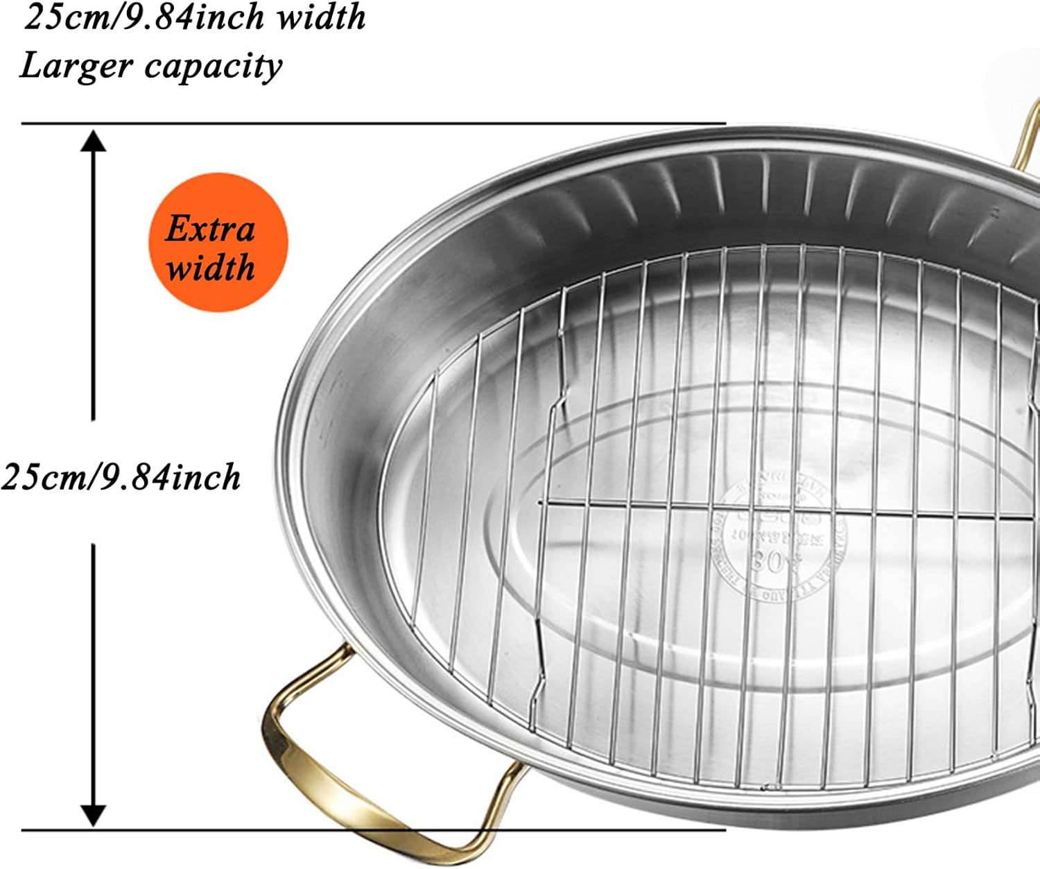 Stainless Steel Multi-Use Roasting Pan with Rack and Double Layer