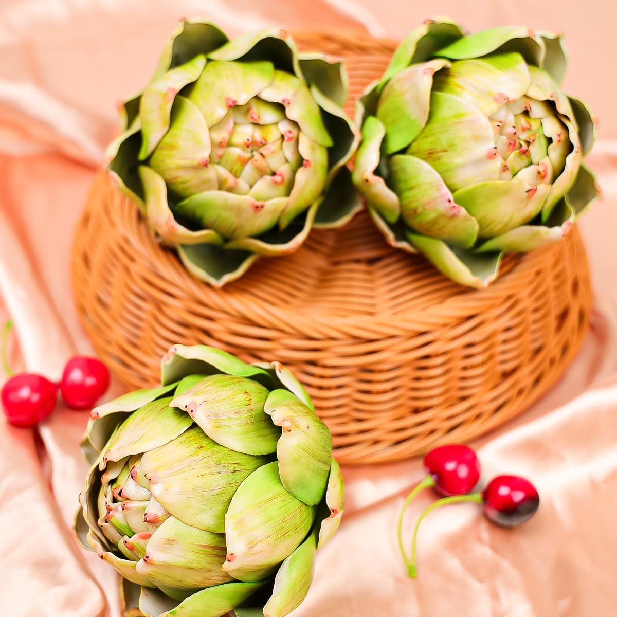 3Pcs Large Green Faux Artichoke Artificial Vegetable Decor